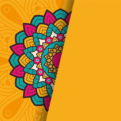 decorative floral colorful half mandala ethnicity artistic icon
