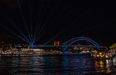Fototapeta na wymiar Night panoramic cityscape from Sidney on february, 2018