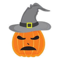 halloween pumpkin wearing witch hat