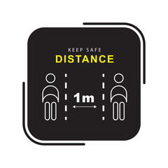 keep a distance of 1 m. stop covid 19. vector icon illustration