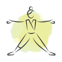 woman practising yoga in wide-legged standing pose