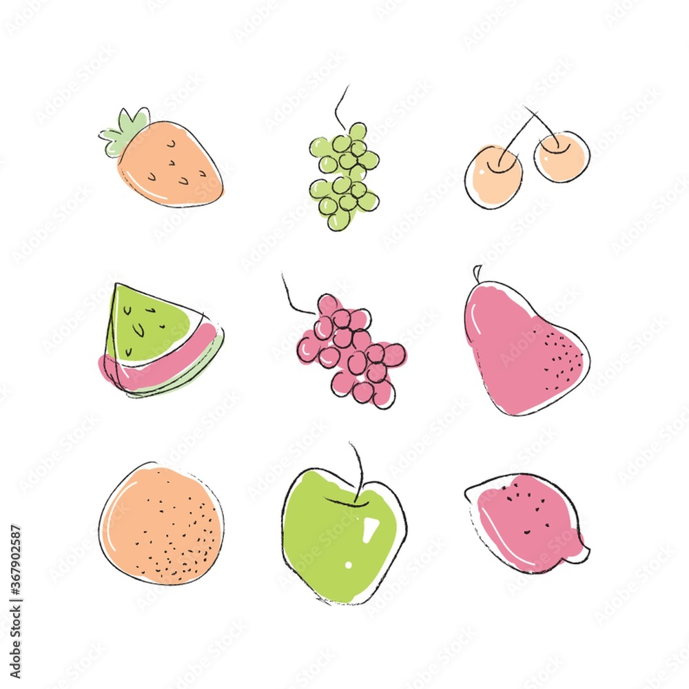 Sticker collection of fruits