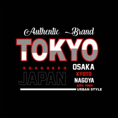 Fototapeta na wymiar Tokyo Japan Typography T Shirt Design Graphic Vector Illustration Artistic Concept Urban Culture For Young Generation Fashion Style Art