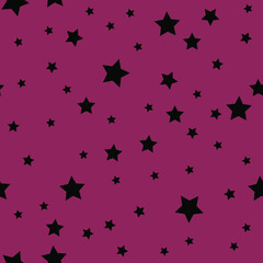 Seamless Stars black with pink background vector illustration pattern design.