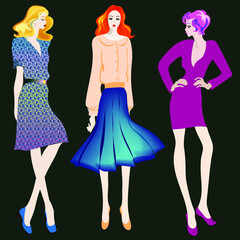 fashion girls in different poses
