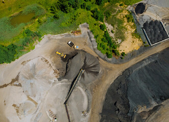 Asphalt plant aerial view of asphalt factory is used for the construction of roads pavements
