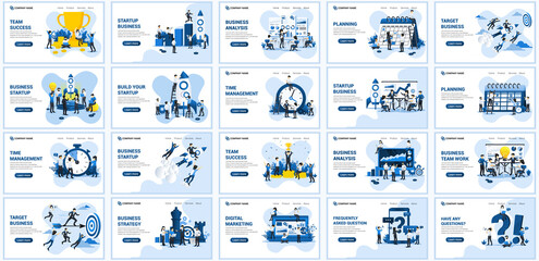 Set of landing page design templates, Big collection concept of business flat vector illustration. can use for web banner, infographics, landing page, web template