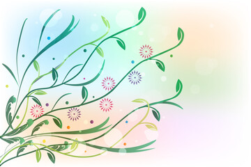 Fototapeta na wymiar Flowers growing in the garden symbolic vector banner background template