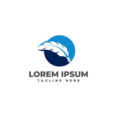 Writing with Ink Feathers  Logo Vector Icon Illustration