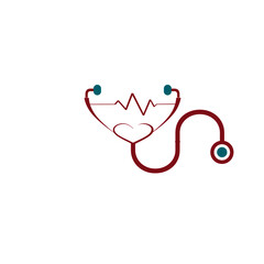 Beautiful cardiology illustration vector logo design health care and medical symbols cardiogram heart beating sign pharmacy company vector logo.