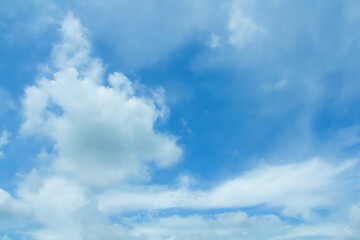 Naklejka na ściany i meble The blue sky with white cloud. Beautiful sky with fluffy cloud.