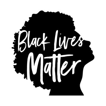 Black Lives Matter Fist Bold Woman Afro Big Hair Women Typography Text Icon Symbol Face Head