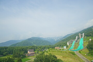 SUMMER, beautiful village landscape of the northern alps, Japan, Hakuba