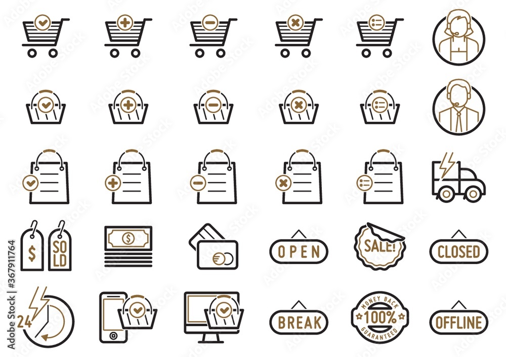 Sticker set of shopping icons