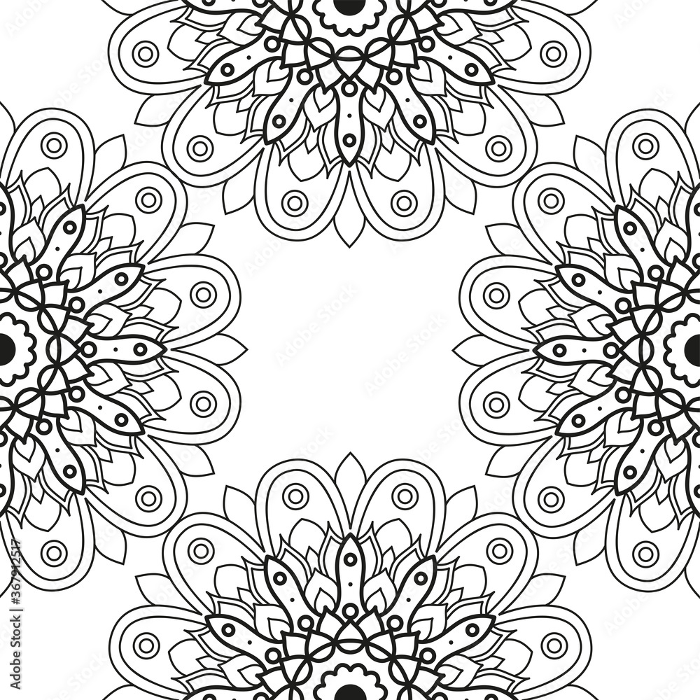 Wall mural decorative floral monochrome mandala ethnicity pattern background