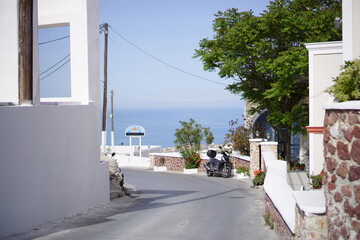 Fototapeta na wymiar typical street view of Santorini island, Greece, Europe