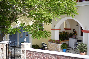 The retro house gate in Santorini island Greece, Europe