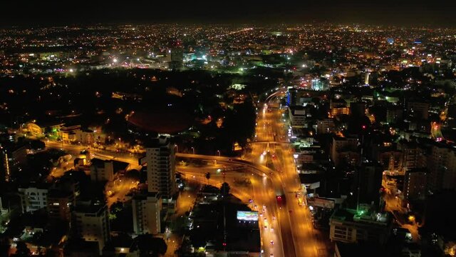 Aerial panorama overlooking the olympic center juan pablo duarte and avenida 27 de febrero