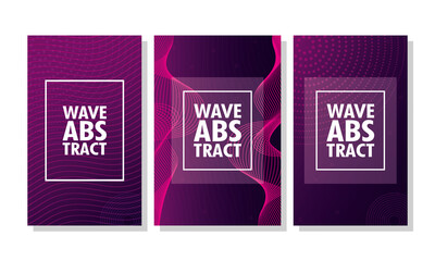 wave abstract with lettering and squares frames in purple background
