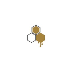 Honeycomb logo, leaf honey logo icon design concept