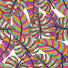 Tropical leaves, jungle leaves seamless floral pattern background
