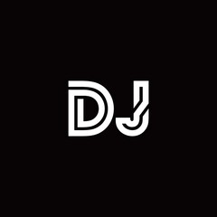 DJ monogram logo with abstract line