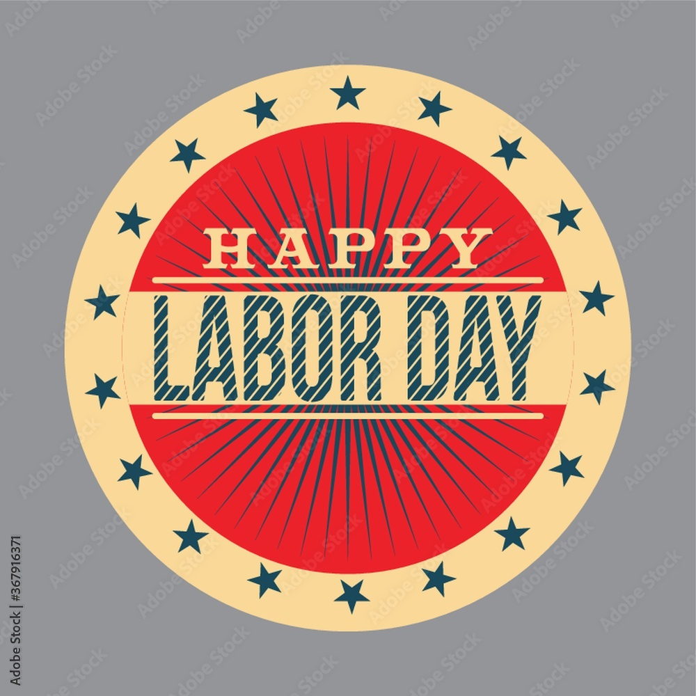 Wall mural labor day label