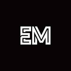 EM monogram logo with abstract line