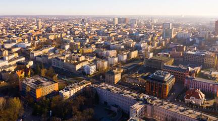 Aerial view on the city Lodz. Poland. High quality photo - obrazy, fototapety, plakaty