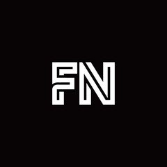 FN monogram logo with abstract line