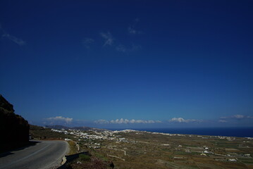 beautiful sea and island of Santorini in Greece, Europe