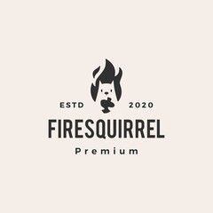 fire flame squirrel hipster vintage logo vector icon illustration © gaga vastard