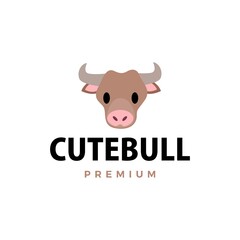 cute bull flat logo vector icon illustration