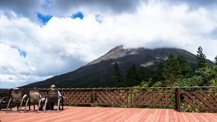 View from the Arenal Volcano with clouds - Costa Rica