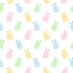 Cute gummy rabbit jelly candy seamless pattern background