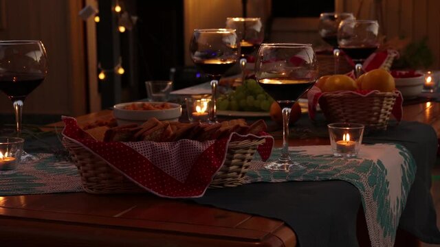 magical atmosphere a table imbued with Italian food and wine glasses