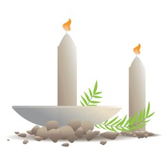 Fototapeta premium candles with leaves