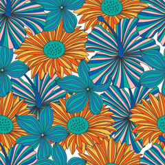 Floral seamless pattern with leaves. tropical background	
