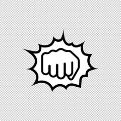 Hand punch, fist line icon. Forward sign. Vector on isolated background. EPS 10