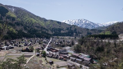 View of Shirakawa-go. UNESCO village in the Japanese Alps.