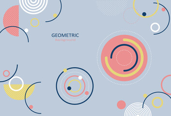 Abstract geometric template with circle shapes and dots pattern for background. Element design with copy space for text. Vector Illustration.