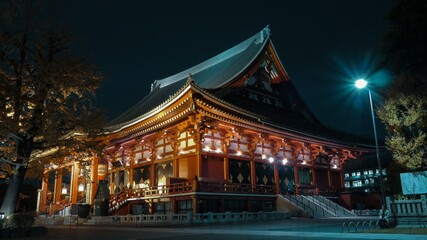 Fototapeta na wymiar Asakusa by Night. Famous district of Tokyo shot late at night.