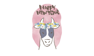 牛の年賀状のイラスト