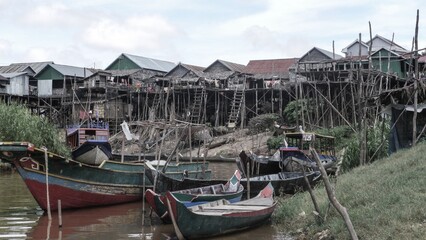 Famous Fishing village. Houses from kampong  phluk close to Siem Reap. Cambodia.