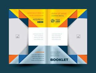 Brochure cover triangles and squares theme design template booklet. Cmyk color profile