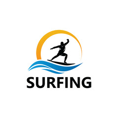 Surfing Sport Logo Template Design