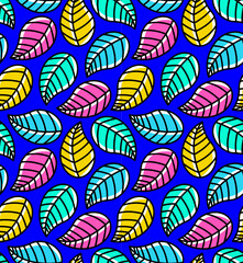 leaves foliage nature neon color seamless pattern background