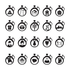 set of wedding icons