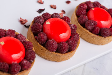 delicious strawberry cake on a white plate