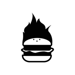 burger on fire silhouette